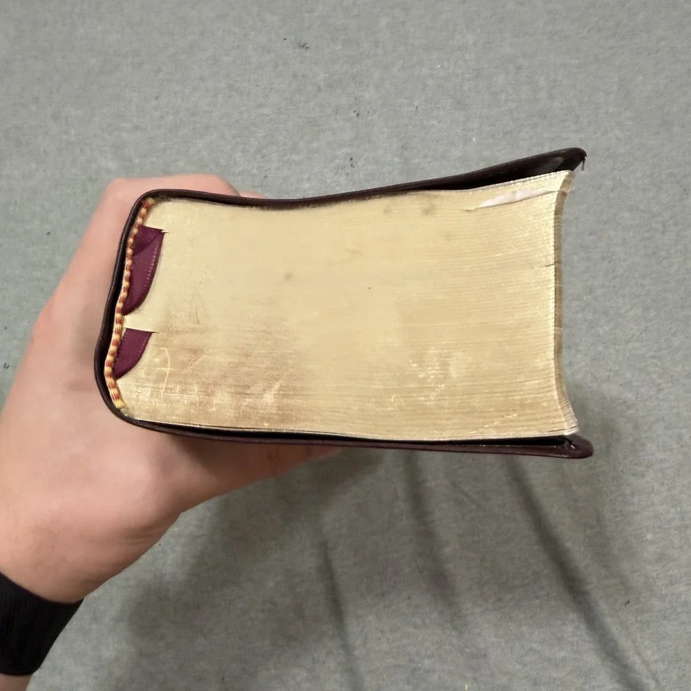 LDS Quadruple Combination Book of Mormon Bible Burgundy Leather Good Indexed